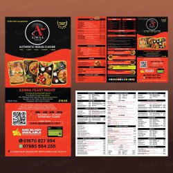 130 GSM A3 Menu Printing - Restaurant & Café Menus